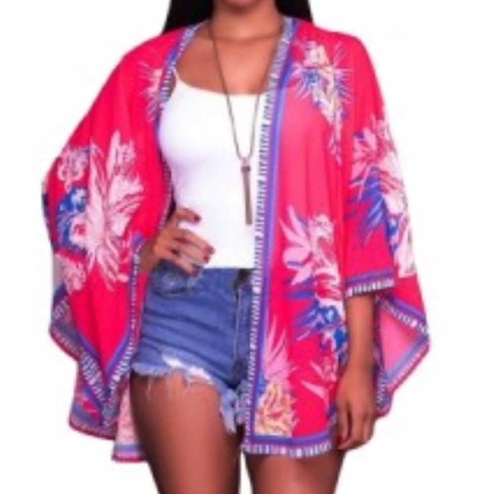 Questions Floral Kimono Cover Up‎ Sz M